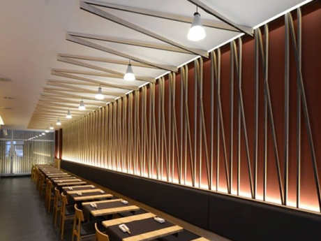 Can Nick Restaurant ceiling, wall installation & bar